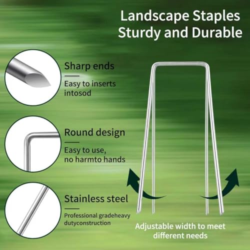 PSISO 57 Pack 4 Inch Galvanized U-Shaped Garden Stakes Landscape Staples, 12 Gauge Heavy Duty Tent Stakes Ground Yard Lawn Pins for Landscaping, Weed Barrier Fabric, Fencing, Outdoor Decor - Image 3