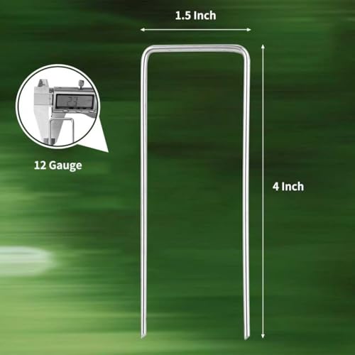 PSISO 57 Pack 4 Inch Galvanized U-Shaped Garden Stakes Landscape Staples, 12 Gauge Heavy Duty Tent Stakes Ground Yard Lawn Pins for Landscaping, Weed Barrier Fabric, Fencing, Outdoor Decor - Image 2