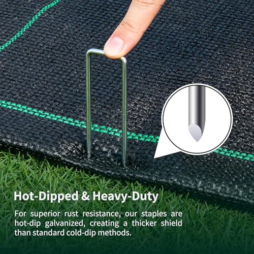PSISO 57 Pack 4 Inch Galvanized U-Shaped Garden Stakes Landscape Staples, 12 Gauge Heavy Duty Tent Stakes Ground Yard Lawn Pins for Landscaping, Weed Barrier Fabric, Fencing, Outdoor Decor - Image 4