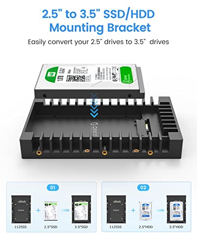 Orico 5Packs ORICO 25 SSD SATA to 35 Hard Drive Adapter Internal Drive Bay Converter Mounting Bracket Caddy Tray for 7 95 125mm 25 inch HDD SSD with SATA III Interface1125SS5 - Image 3