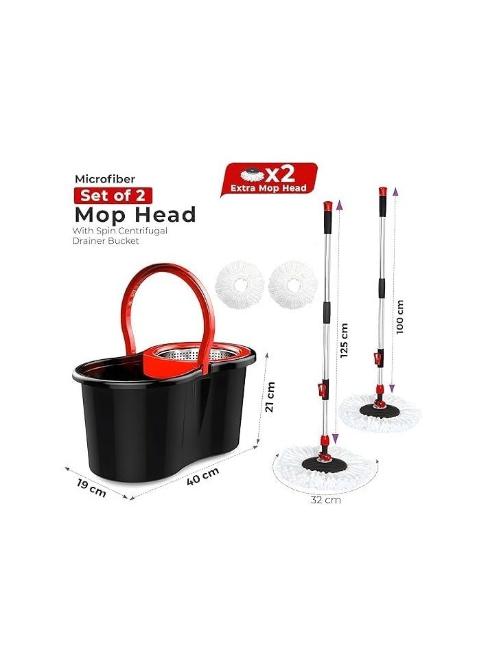 مجموعة ممسحة ودلو سهل الدوران، دلو ممسحة دوار 360 درجة، مقبض سهل الضغط من الفولاذ المقاوم للصدأ لتنظيف أرضيات المطبخ المنزلي، مع رأس ممسحة مجاني - Image 2