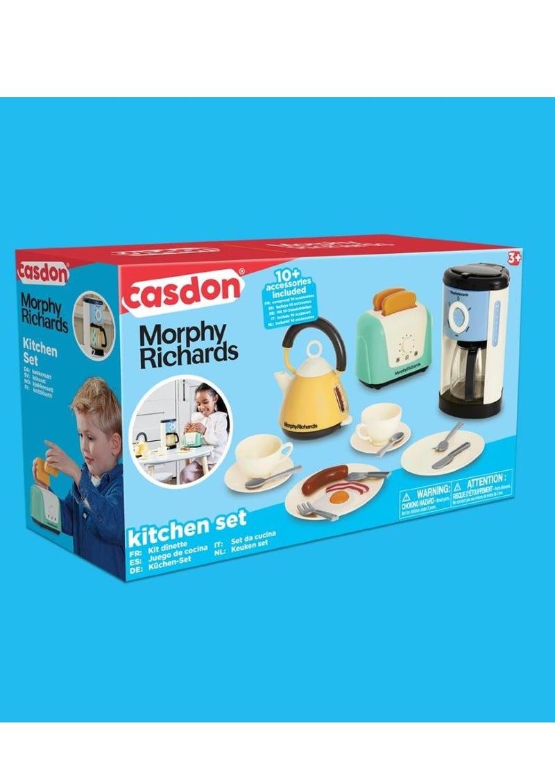 CASDON - Morphy Richards Toys: Complete Kitchen Set With Toaster, Coffee Maker, Kettle, Play Food, And More, For Children Aged 3+ - Image 1