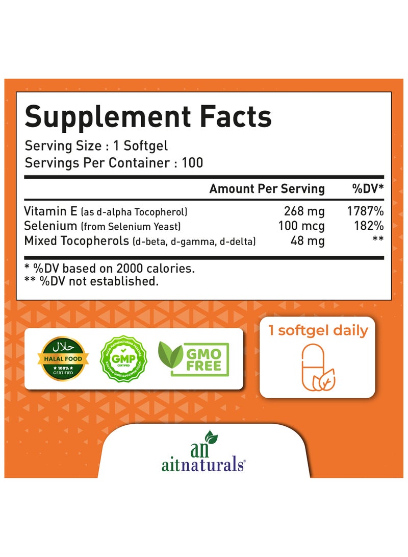 Vitamin E-400 Mixed Tocopherols & Selenium 100 Softgel - view 2