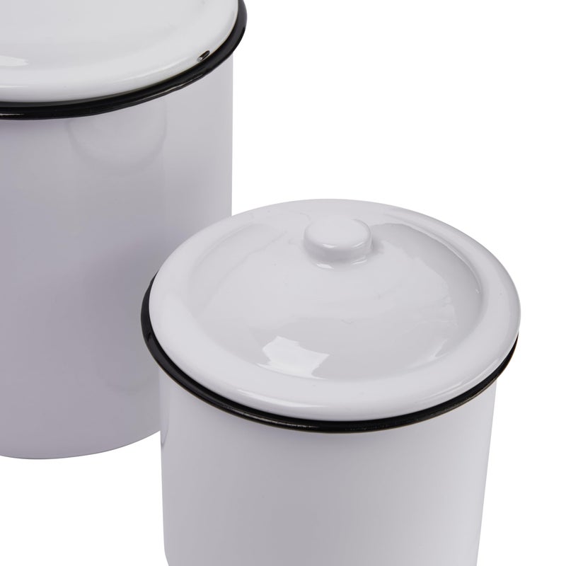 Creative Co-Op Set of 2 White Enameled Canisters with Lids - Image 5