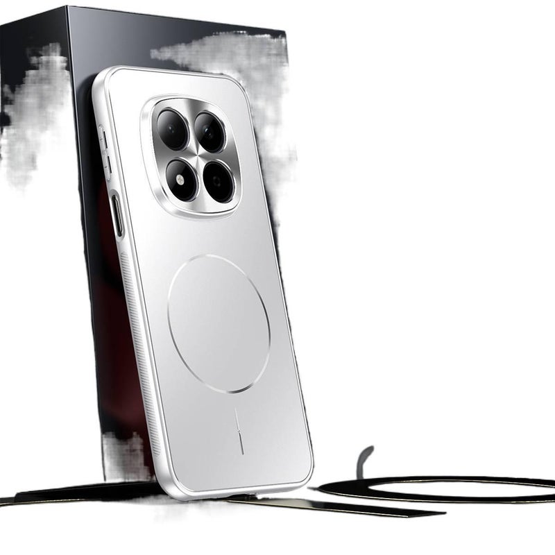 Metal MagSafe Case for Redmi Note 15 Pro with Shockproof and Drop Protection plus Shockproof plus Strong Magnetic in White - Image 1