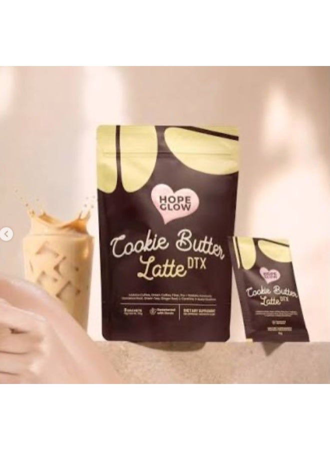 Hope Glow Cookie Butter Latte DTX Instant Coffee Mix with Prebiotic Fiber & Stevia Sweetener, 8 Sachets - Image 2