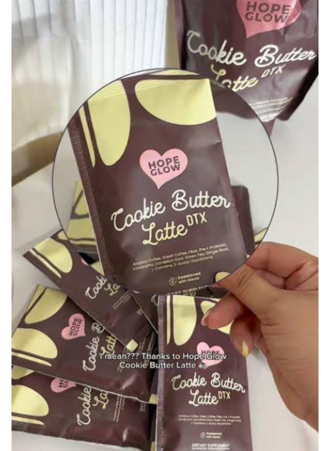 Hope Glow Cookie Butter Latte DTX Instant Coffee Mix with Prebiotic Fiber & Stevia Sweetener, 8 Sachets - Image 3