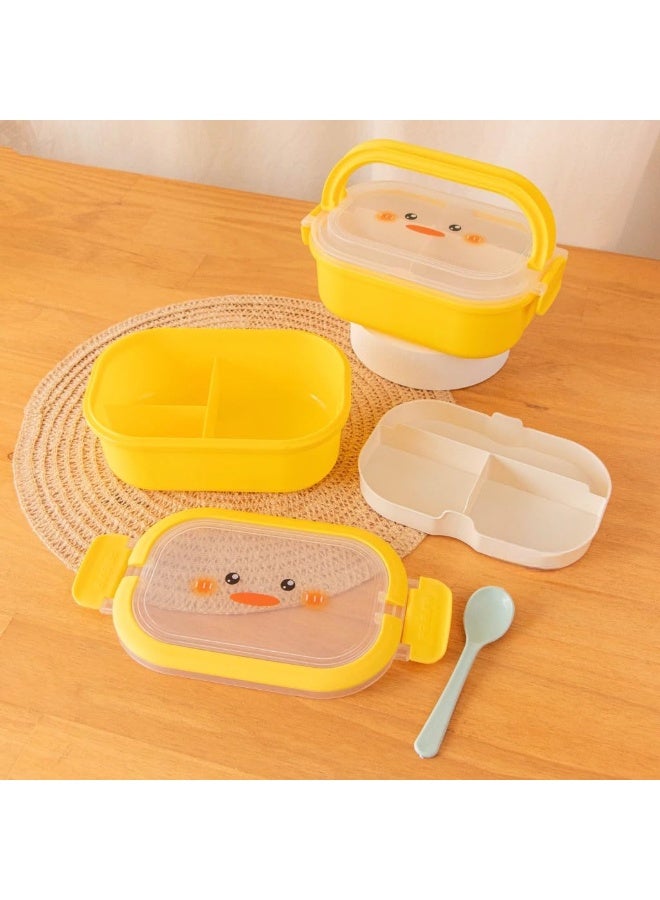 Decorhills Lunch Box for Kids School, Kids Duck Bento Lunch Box with Handle, 2 Compartment Divided Lunch Containers with Lids, Leakproof | BFA Free | Dishwasher Safe (Yellow) - Image 1