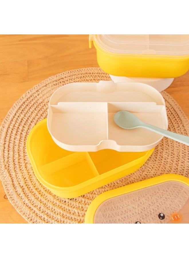 Decorhills Lunch Box for Kids School, Kids Duck Bento Lunch Box with Handle, 2 Compartment Divided Lunch Containers with Lids, Leakproof | BFA Free | Dishwasher Safe (Yellow) - Image 4