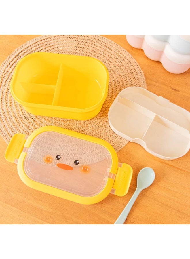 Decorhills Lunch Box for Kids School, Kids Duck Bento Lunch Box with Handle, 2 Compartment Divided Lunch Containers with Lids, Leakproof | BFA Free | Dishwasher Safe (Yellow) - Image 5