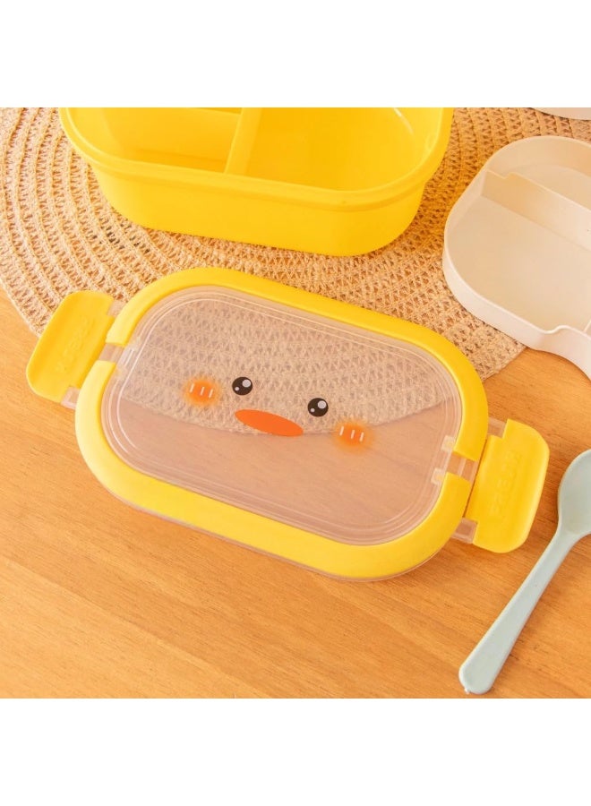 Decorhills Lunch Box for Kids School, Kids Duck Bento Lunch Box with Handle, 2 Compartment Divided Lunch Containers with Lids, Leakproof | BFA Free | Dishwasher Safe (Yellow) - Image 3