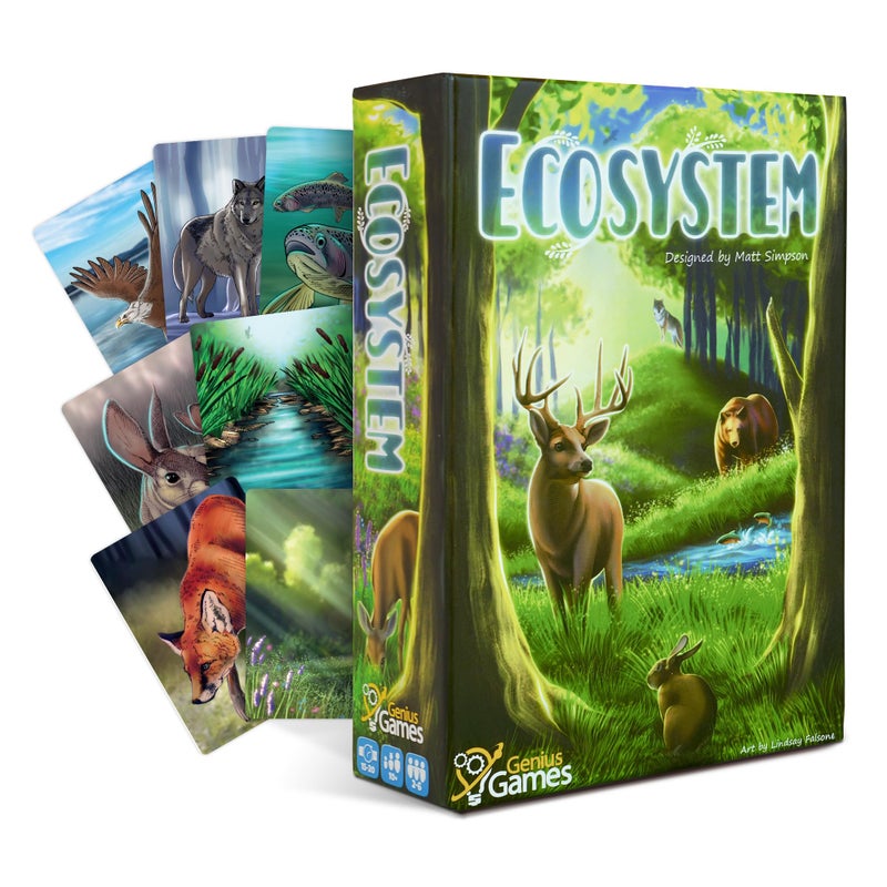 Genius Games Ecosystem - A Family Card Game about Building Habitats | Learn about Animals, Ecology & Biodiversity for Kids, Adults, Families or the classroom! Fun Board Games for Environmental Science Class - Image 1