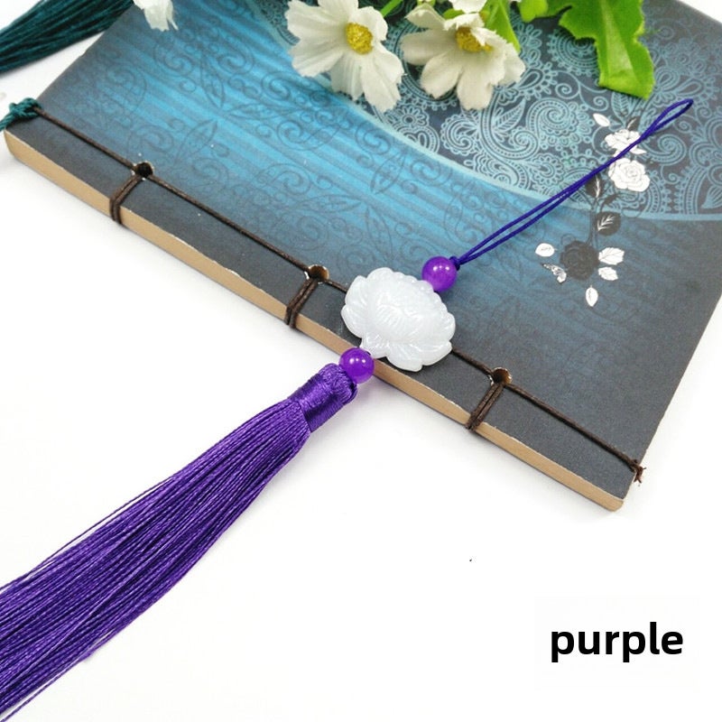 Generic Chinese Style Tassel Lotus Pendant Purple 