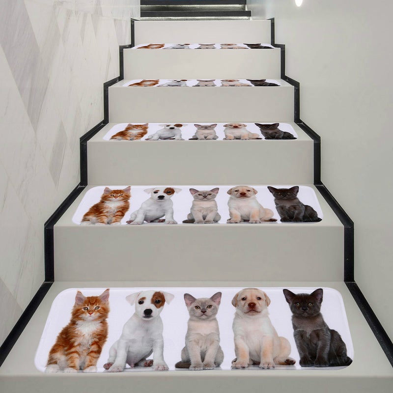 10 pcs Non- Stair Carpet Treads Washable Stair Tread Mat with Adhesive Tape and Rubber Backing(Pattern 21) - Image 5