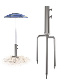 Y&D Heavy Duty Metal Umbrella Stand Anchor, Outdoor Parasol Base with 3 Spikes, Ideal for Beach, Grass, and Sand, Secure Your Steel Strength  - Image 1