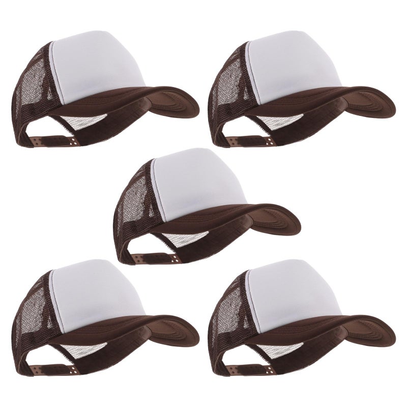 5 Pcs Sublimation Trucker Baseball Caps Coffee Color DIY Outdoor Sun Protection Unisex - Image 2