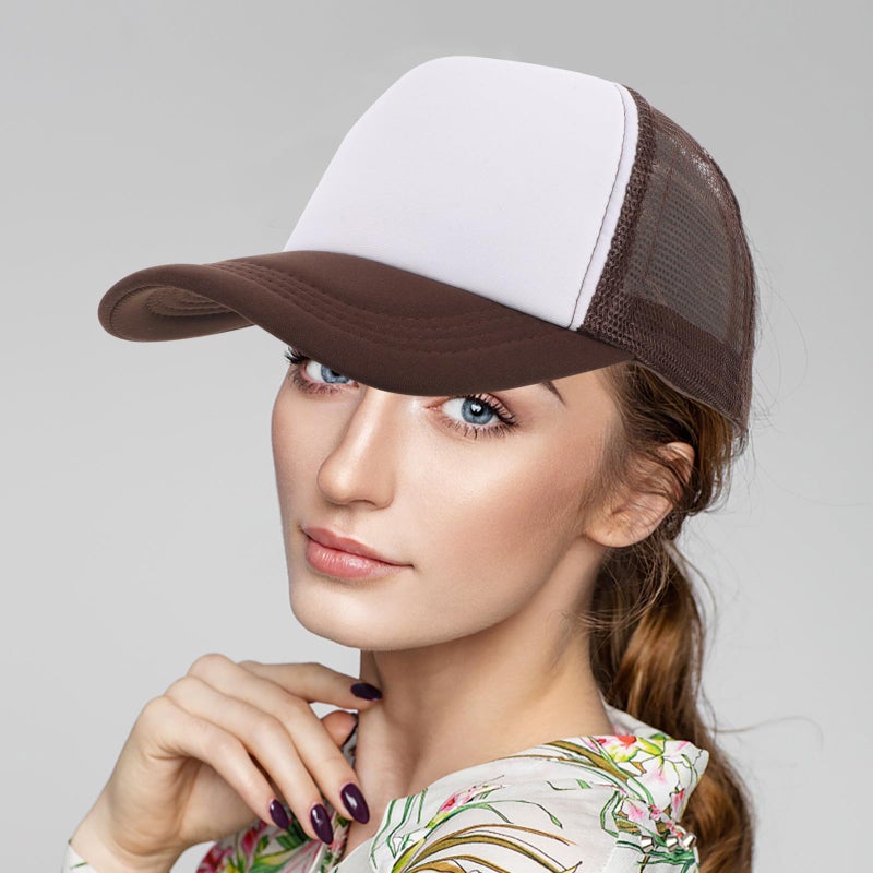 5 Pcs Sublimation Trucker Baseball Caps Coffee Color DIY Outdoor Sun Protection Unisex - Image 5