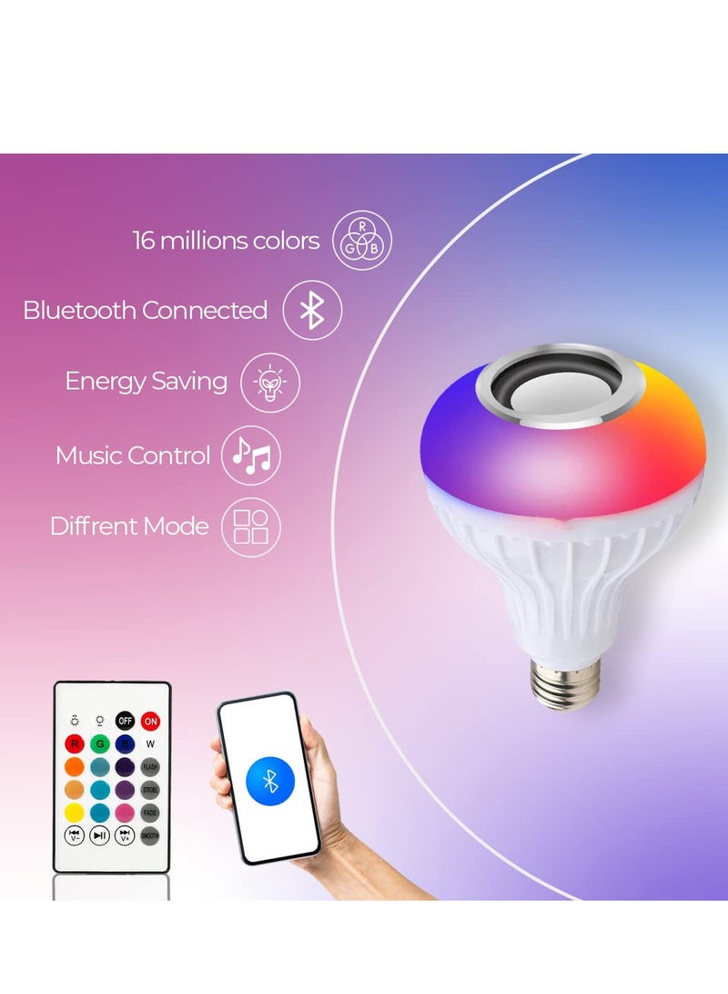 Zikra Wireless Light Bulb Speaker, Bluetooth Light Bulbs with Speaker, RGB Smart Music Bulb with Remote Control, Light Bulb Lamp for Bedroom, Home, Party Decorations - Image 2