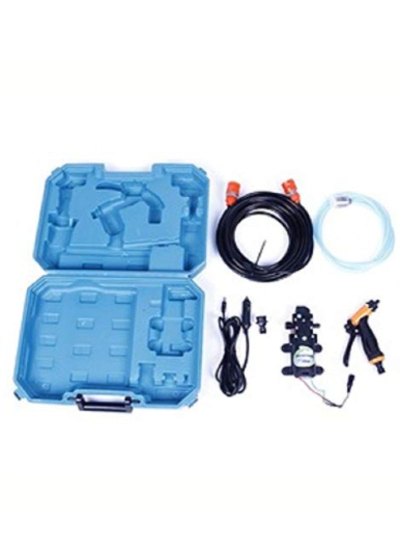 BONAI Portable High-Pressure Car Washer Kit, 12V DC, 80W Pump, Adjustable Spray Gun, 3 Meter Hose, Brush Attachment, Compact Blue Storage Case for Cars, Bikes, and Outdoor Cleaning - Image 5