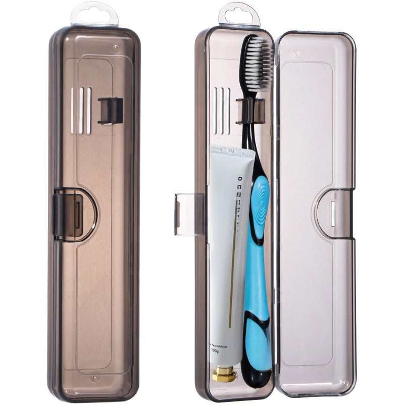 Square toothpaste toothbrush travel storage box (2 pcs, transparent black) - Image 1