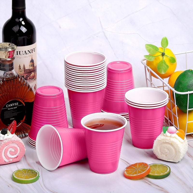 Kochorie 100 Pack Hot Pink Disposable Plastic Cups 12 Ounce Drinking Party Cups Bulk Party Cups for Wedding Birthday Graduation Christmas Parties  Picnics Events - Image 4