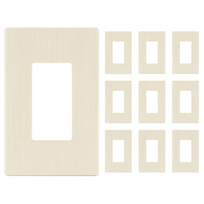 LIDER Decorator Switch Cover Screwless Wall Plate MidSize 1Gang 488 x 311 LSWP31MBLA10P UL Listed Thermoplastic Brushed Light Almond 10Pack - Image 1