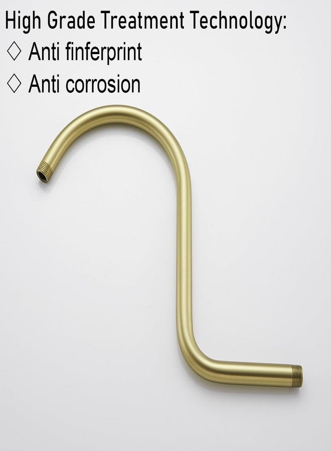 راندم أنبوب رفع رأس الدش العشوائي على شكل حرف S، ذراع دش برقبة إوزة، ذراع تمديد رأس الدش 13 بوصة مع شفة، وصلة قياسية 1/2 بوصة، ذهبي مصقول. RD-91098-13BG - Image 4