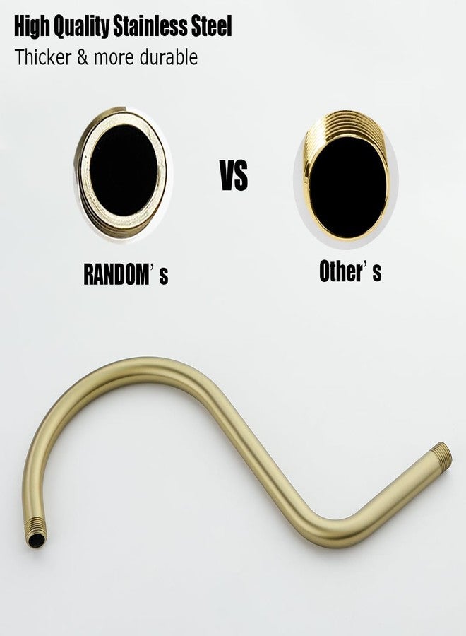 راندم أنبوب رفع رأس الدش العشوائي على شكل حرف S، ذراع دش برقبة إوزة، ذراع تمديد رأس الدش 13 بوصة مع شفة، وصلة قياسية 1/2 بوصة، ذهبي مصقول. RD-91098-13BG - Image 3