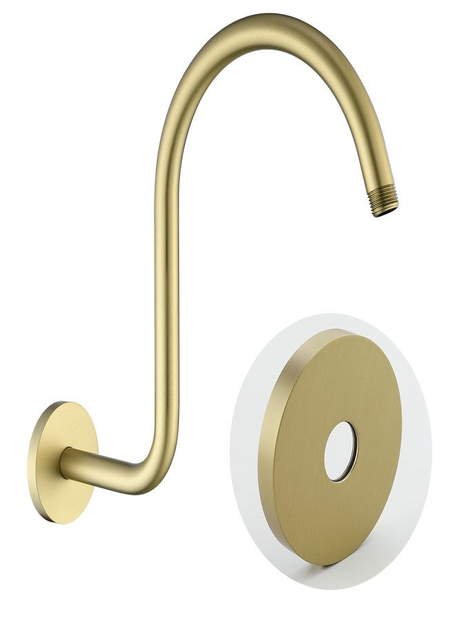 راندم أنبوب رفع رأس الدش العشوائي على شكل حرف S، ذراع دش برقبة إوزة، ذراع تمديد رأس الدش 13 بوصة مع شفة، وصلة قياسية 1/2 بوصة، ذهبي مصقول. RD-91098-13BG - Image 1