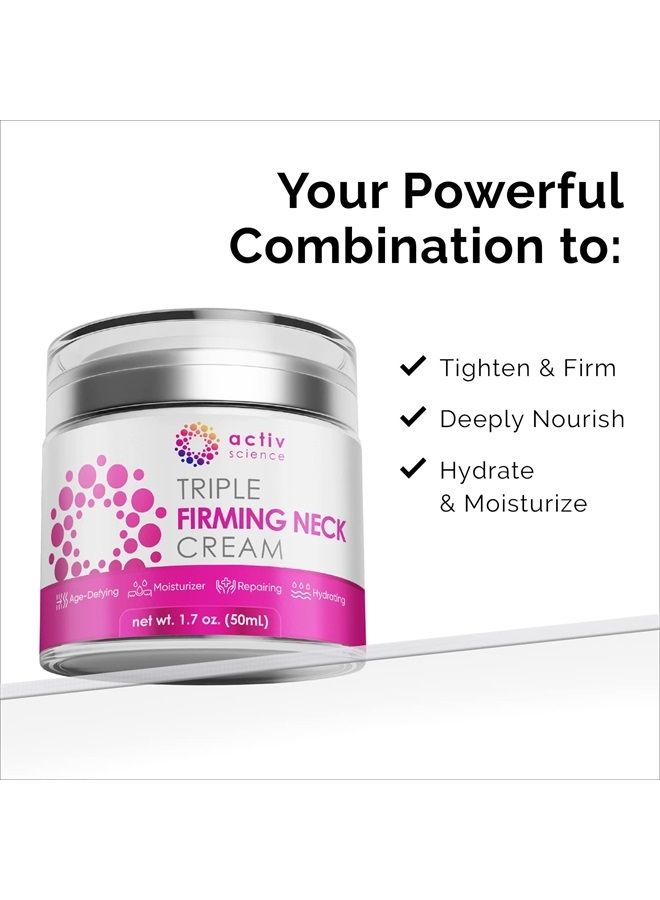 ActivScience Neck Firming Cream - Natural Anti-Aging Facial Moisturizer with Retinol Collagen & Hyaluronic Acid - Double Chin Reducer - Day & Night Anti-Wrinkle Cream - Firming, Hydrating Face Cream - - Image 2