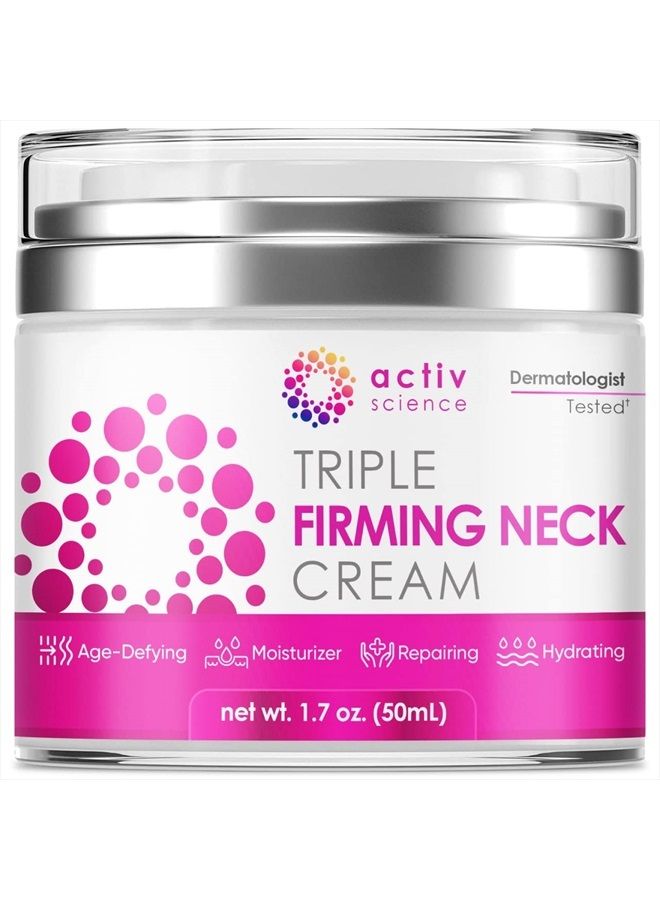 ActivScience Neck Firming Cream - Natural Anti-Aging Facial Moisturizer with Retinol Collagen & Hyaluronic Acid - Double Chin Reducer - Day & Night Anti-Wrinkle Cream - Firming, Hydrating Face Cream - - Image 1