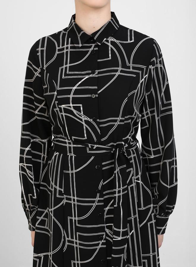 رفقة من مودانيسا فستان ماكسي بأزرار وطبعة شاملة وحزام ربط من رفقة مودانيسا - Image 3