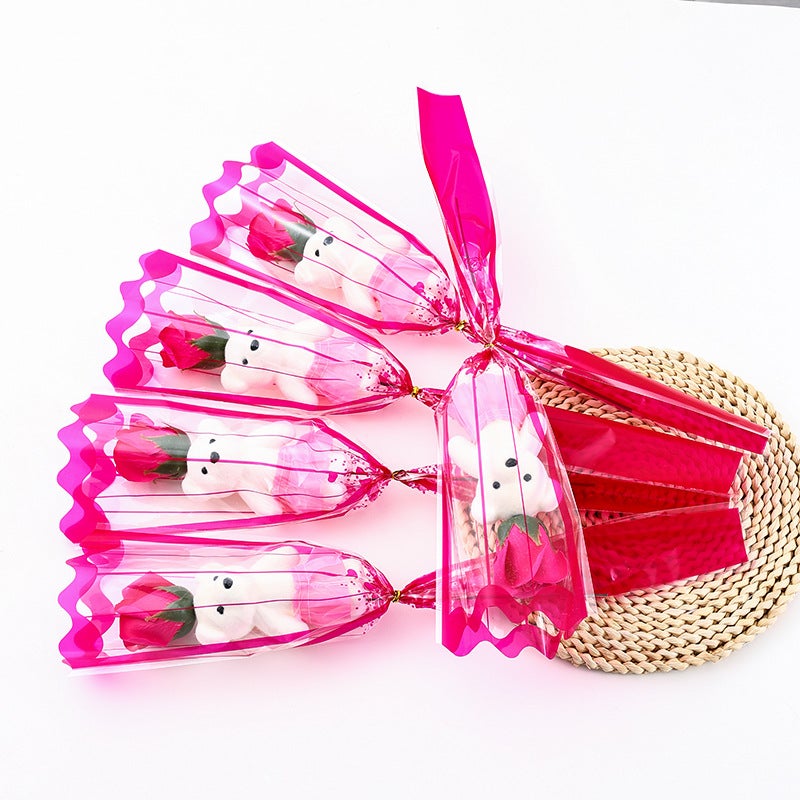 Christmas And Valentine'S Day Single Bear-Shaped Rose Soap Flower Promotional Activities With Qr Code Scanning, Small Gifts And Gifts - Image 1