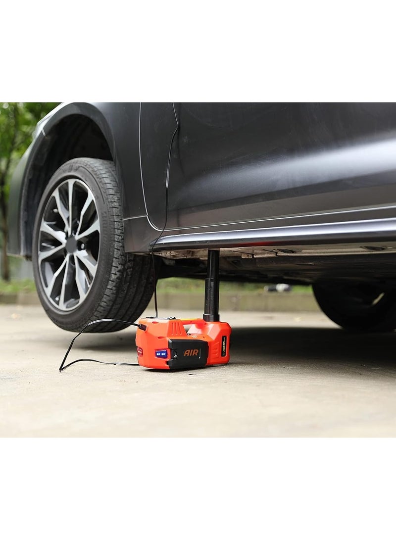 جاك السيارة الهيدروليكي - 5 طن سيارة كهربائية جاك الوقوف ثلاثة في واحد مجموعة جاك السيارة لسيارات السيدان SUV سيارة رفع الكلمة جاك لتغيير الإطارات وحالات الطوارئ على الطريق مع مضخة الإطارات المتكاملة (برتقالي) - Image 2