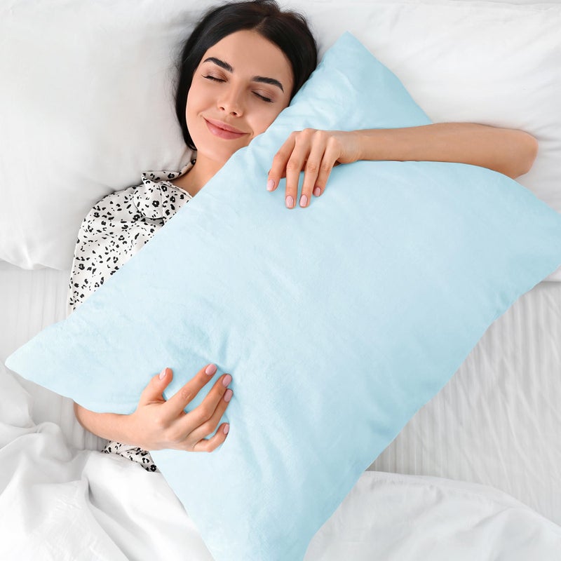 بيديليت بيدليت فانيلا وسادة مجموعة قياسية من 2 غطاء سادة الصوف الناعم مع سحاب لأريكة غرفة نوم الأريكة الفاخرة دافئة دافئ وسادة المخملي - Image 5