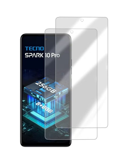 2 -Pack Tecno Spark 10 Pro Screen Protector, Tempered Glass [Full Adhesive][Full Coverage] [Bubble-Free] [Anti Scratch] HD Clear High Responsive for Tecno Spark 10 Pro