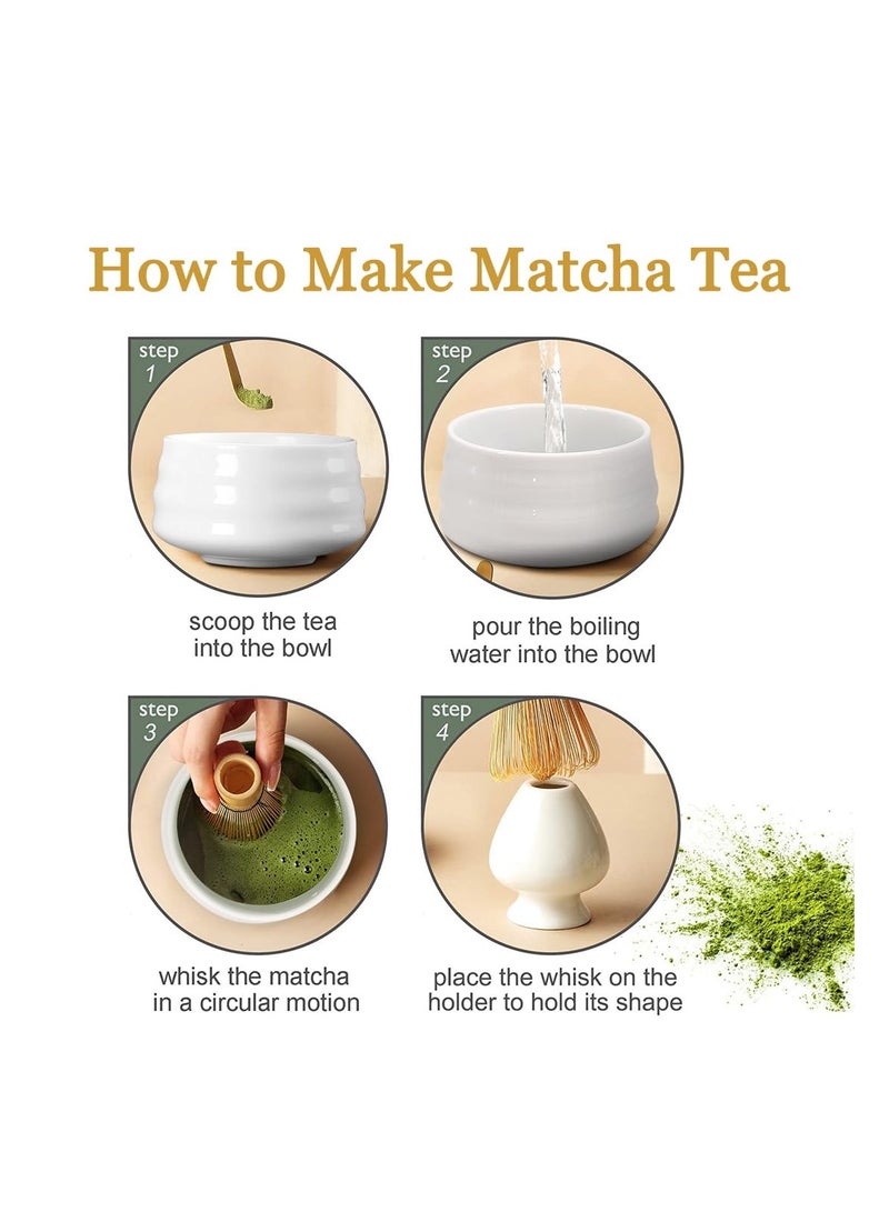 SYOSI Japanese Matcha Tea Set - Authentic Matcha Ceremony Accessories: Matcha Whisk, Ceramic Bowl and Whisk Holder, Traditional Scoop - The Perfect Set for Traditional Matcha Preparation - Image 4