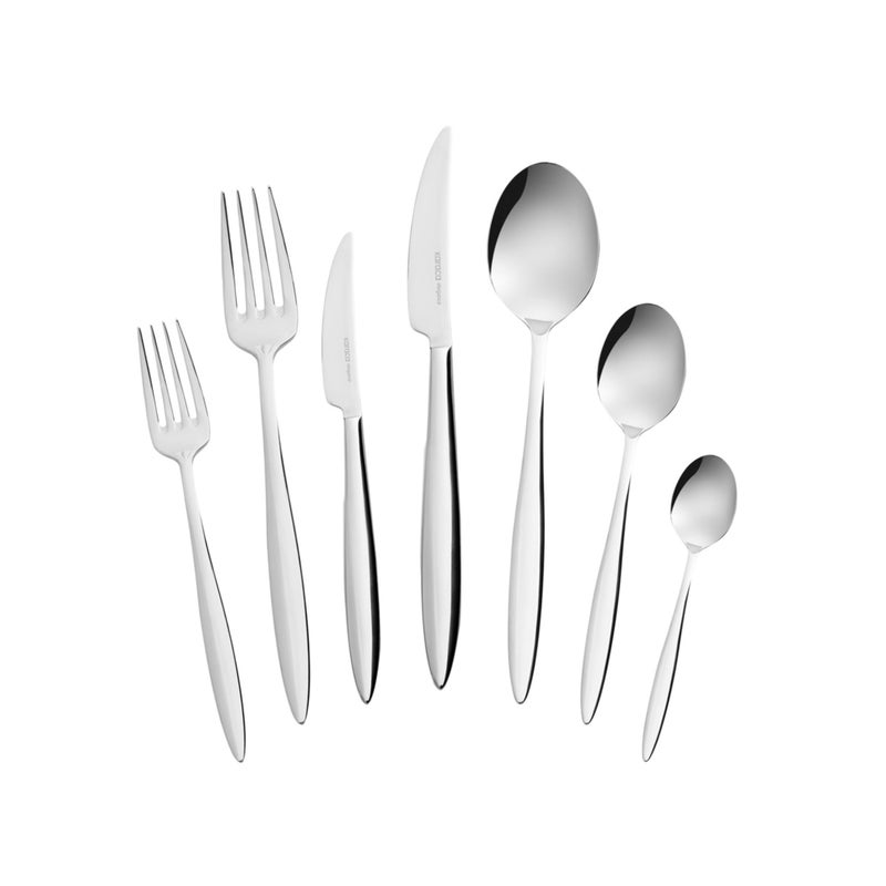 Karaca Novara 84Piece Stainless Steel Cutlery Set for 12 People Table Spoons Table Forks Table Knives Dessert Spoons Dessert Knives Dessert Forks Tea Spoons
