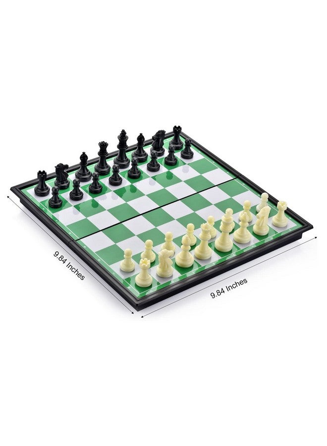 QuadPro Magnetic Travel Chess Set with Folding Chess Board & 2 Extra Queens & Convenience Bag, Educational Toys for Kids and Adults (Green & White) - Image 2