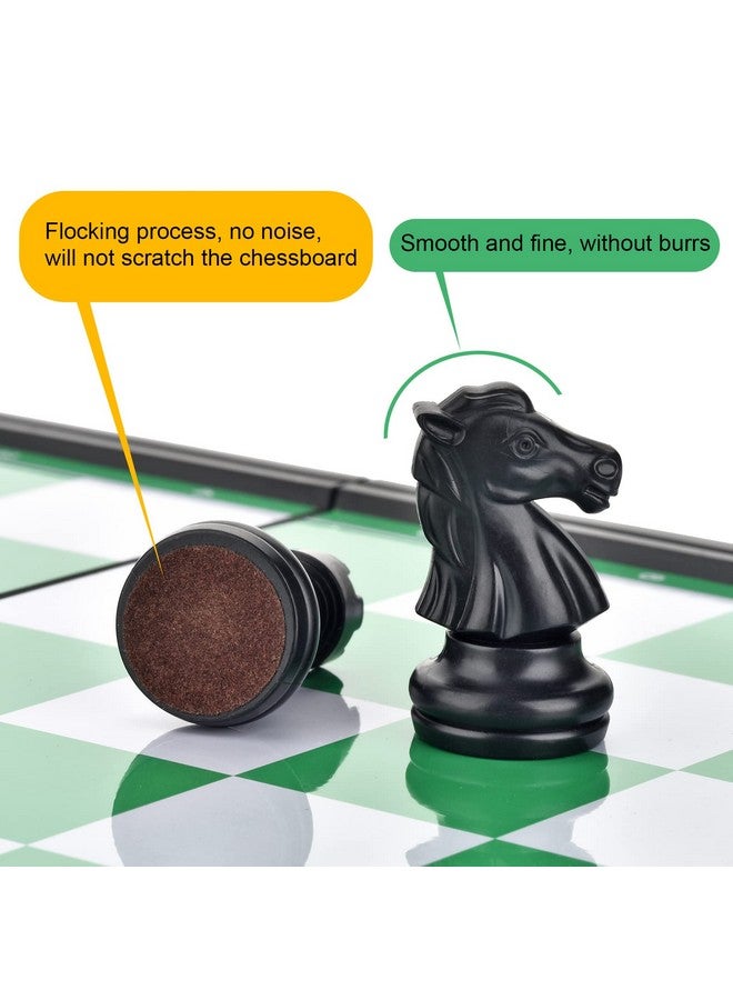 QuadPro Magnetic Travel Chess Set with Folding Chess Board & 2 Extra Queens & Convenience Bag, Educational Toys for Kids and Adults (Green & White) - Image 5