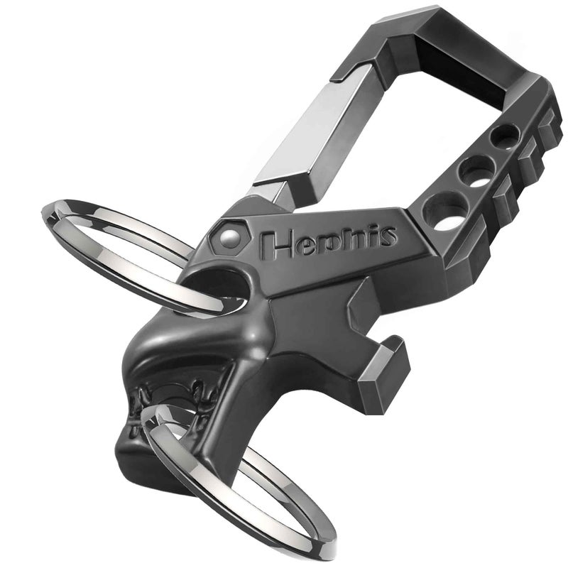 Hephis Heavy Duty Key Chain Bottle OpenerCarabiner Car Key Chains for Men and WomenMatte Black