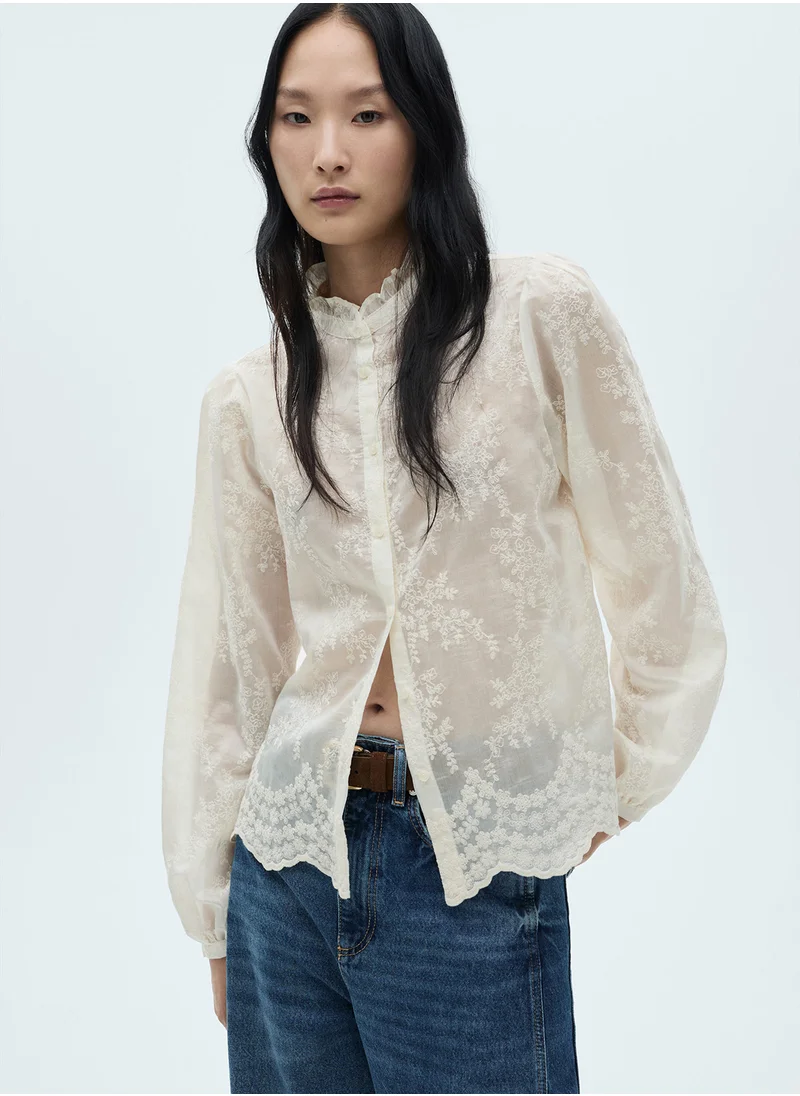 مانجو Embroidered Lyocell Shirt