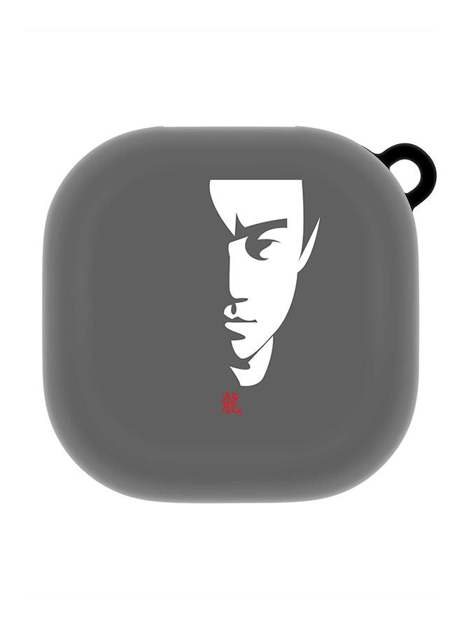 Stylizedd StylePods Custom Case Samsung Galaxy Buds Pro (2021) / Buds Live Case With Anti-Lost Keychain - Tibute - Bruce Lee (Grey) - Image 1
