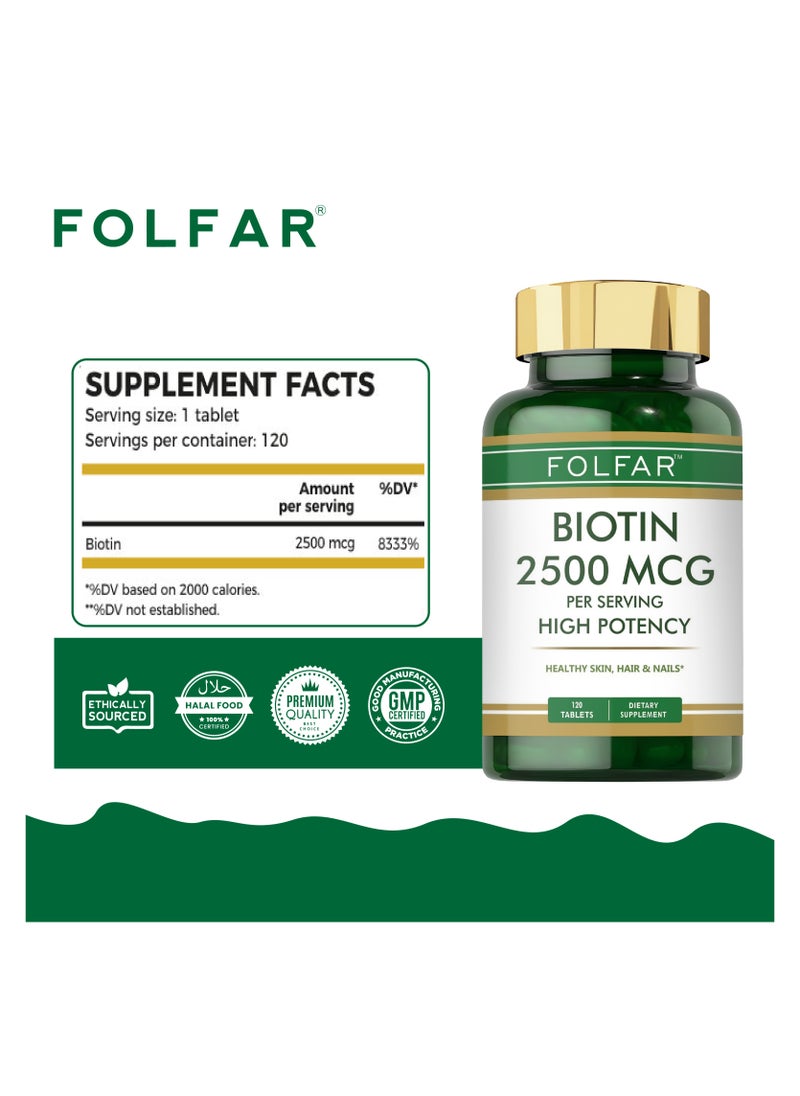 Folfar Biotin 2500mcg - 120 Tablets  - Image 2