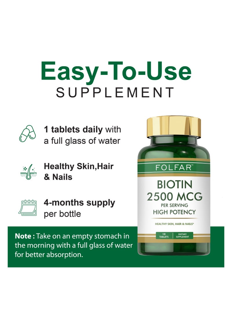 Folfar Biotin 2500mcg - 120 Tablets  - Image 5