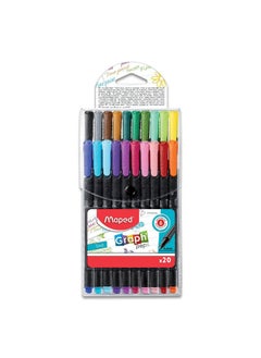 Maped MAPED GraphPeps Fineliner Pens-20 Vibrant colours| Durable Metal Tip| Japanese Technology Tip 0.4mm| Triangular Shape & Comfortable Grip| Ideal for Mandala Art, Sketching, Doodling, Decorating Journal  - Image 1