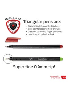 Maped MAPED GraphPeps Fineliner Pens-20 Vibrant colours| Durable Metal Tip| Japanese Technology Tip 0.4mm| Triangular Shape & Comfortable Grip| Ideal for Mandala Art, Sketching, Doodling, Decorating Journal  - Image 2