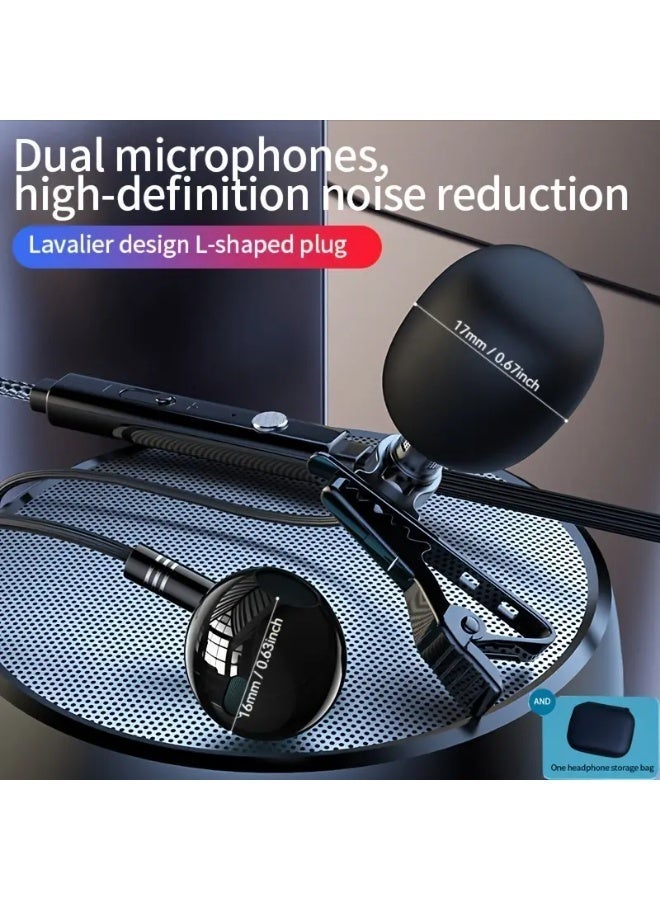 Professional Dual Microphone Headset with Noise-Reducing Boom Arm & L-Shaped Elbow - Wired Semi-In-Ear Gaming/Streaming/Recording Microphones, 1.5m Long Cable, Compatible with PC/Smartphone/Tablet, Volume Control & Storage Case Included (3.5mm Jack) - Ideal for Live Streaming, Podcasts, Online Classes, Interviews. In Ear Wired Earphones with 3.5mm Jack and Mic - Image 4