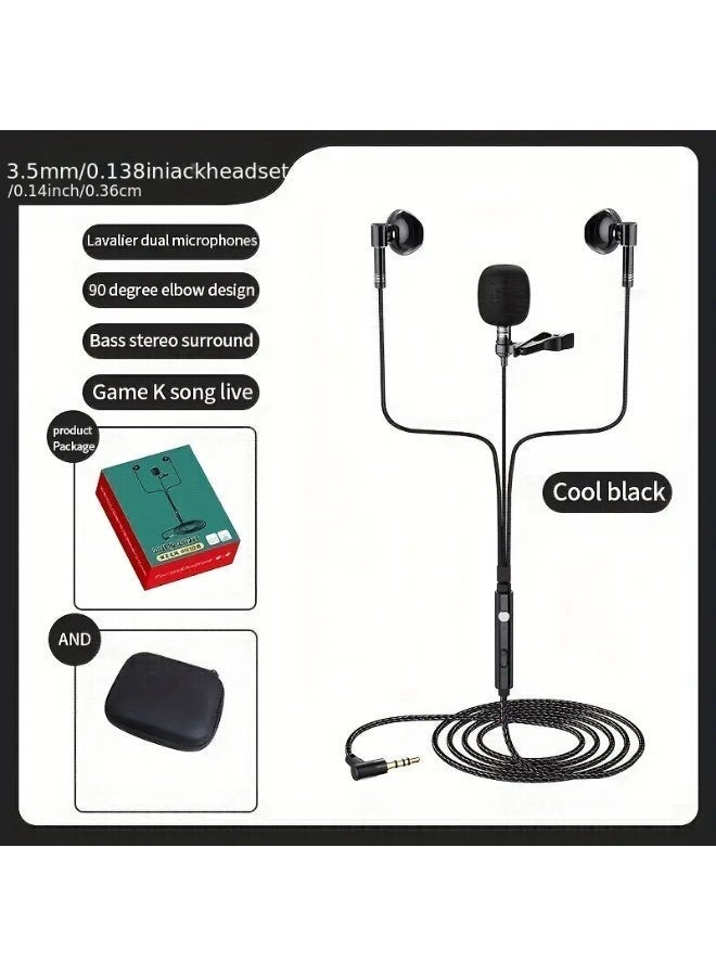 Professional Dual Microphone Headset with Noise-Reducing Boom Arm & L-Shaped Elbow - Wired Semi-In-Ear Gaming/Streaming/Recording Microphones, 1.5m Long Cable, Compatible with PC/Smartphone/Tablet, Volume Control & Storage Case Included (3.5mm Jack) - Ideal for Live Streaming, Podcasts, Online Classes, Interviews. In Ear Wired Earphones with 3.5mm Jack and Mic - Image 2