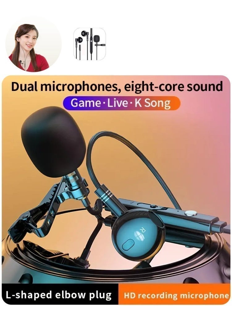 Arabash Professional KARAOKE Earphone with Lavalier Microphone Dual Microphone Headset with Noise-Reducing Boom Arm & L-Shaped Elbow - Wired Semi-In-Ear Gaming/Streaming/Recording Microphones, 1.5m Long Cable, Compatible with PC/Smartphone/Tablet, Volume Control & Storage Case Included (3.5mm Jack) - Ideal for Live Streaming, Podcasts, Online Classes, Interviews. In Ear Wired Earphones with 3.5mm Jack and Mic - Image 1